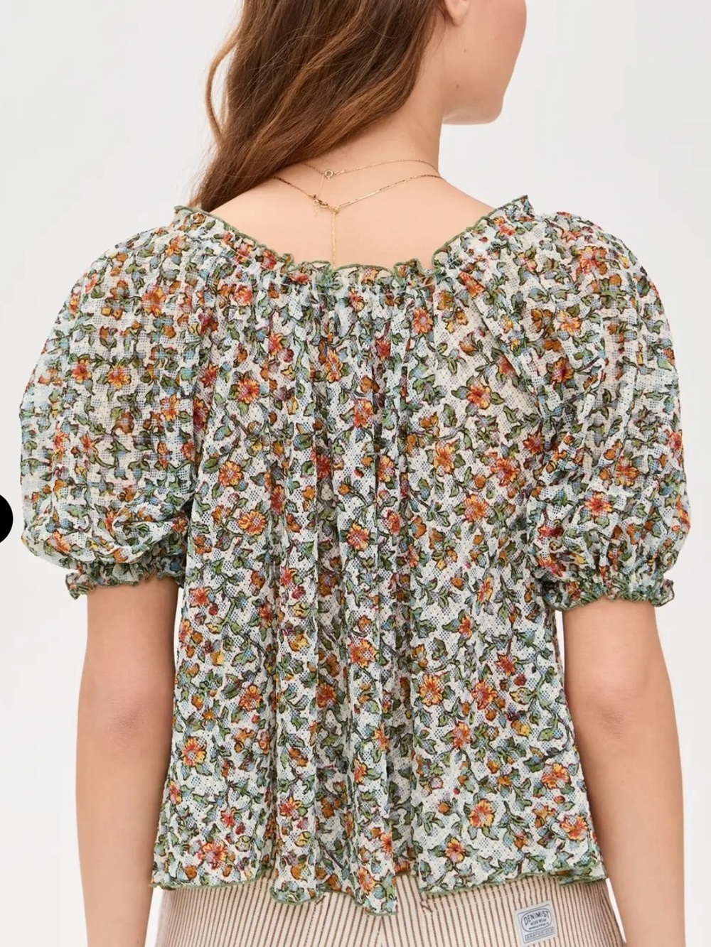 Free People Astra Peasant Top Floral Daisy Medium Summer Lightweight - Picture 8 of 8